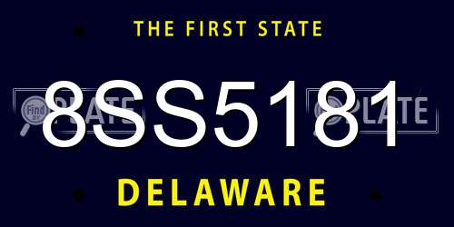8SS5181 Delaware License Plate