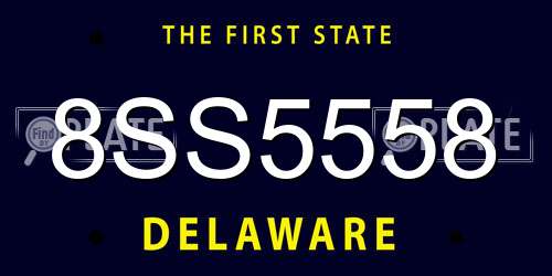 8SS5558 Delaware License Plate