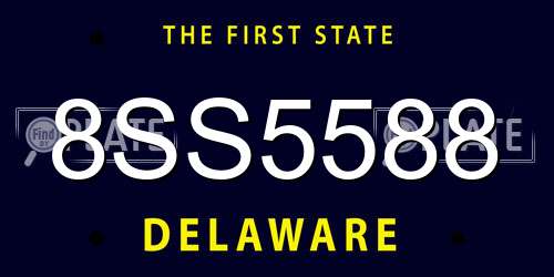 8SS5588 Delaware License Plate