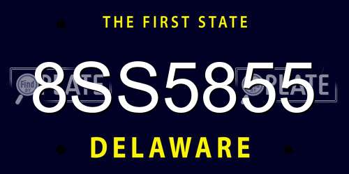 8SS5855 Delaware License Plate