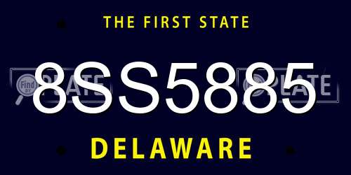 8SS5885 Delaware License Plate