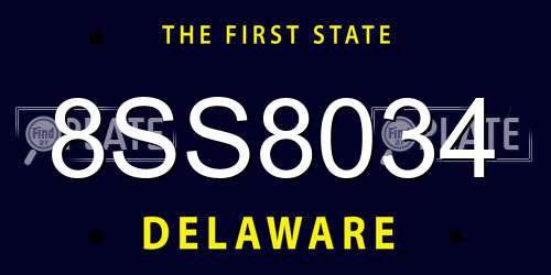 8SS8034 Delaware License Plate