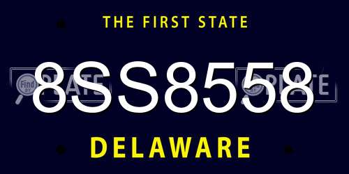 8SS8558 Delaware License Plate