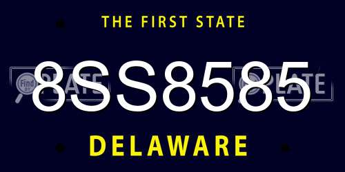 8SS8585 Delaware License Plate
