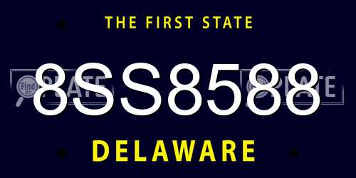 8SS8588 Delaware License Plate