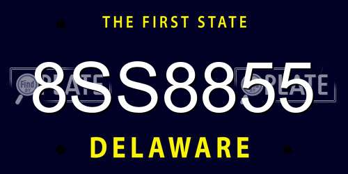 8SS8855 Delaware License Plate