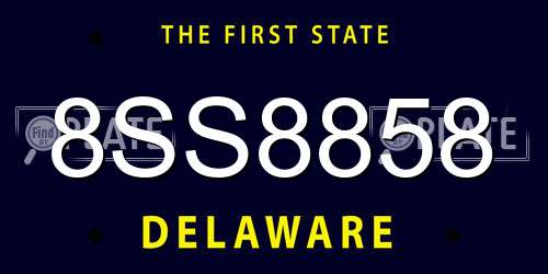 8SS8858 Delaware License Plate
