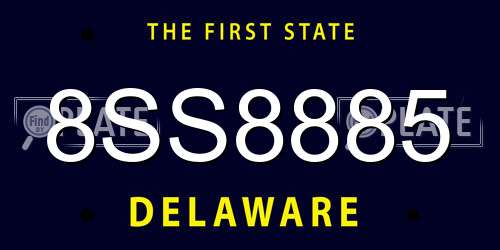 8SS8885 Delaware License Plate