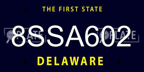 8SSA602 Delaware License Plate