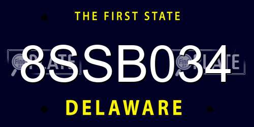 8SSB034 Delaware License Plate