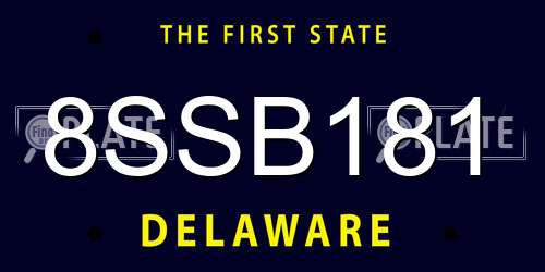 8SSB181 Delaware License Plate