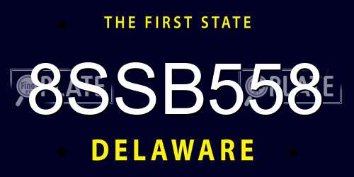 8SSB558 Delaware License Plate