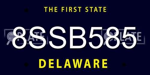 8SSB585 Delaware License Plate