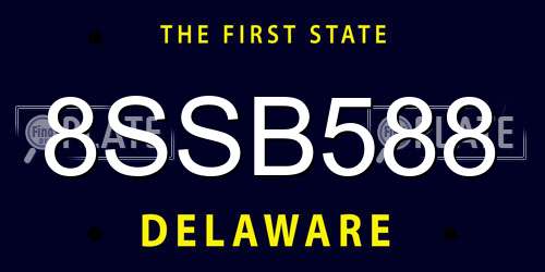 8SSB588 Delaware License Plate