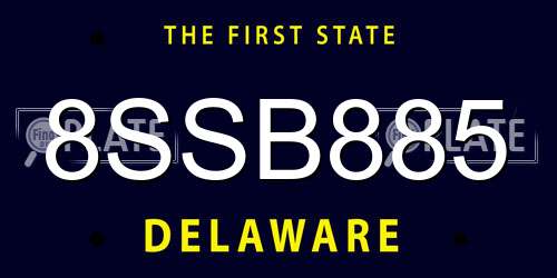 8SSB885 Delaware License Plate