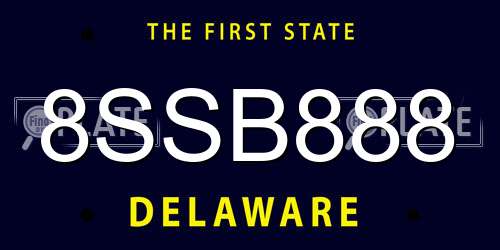 8SSB888 Delaware License Plate