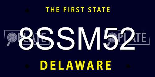 8SSM52 Delaware License Plate