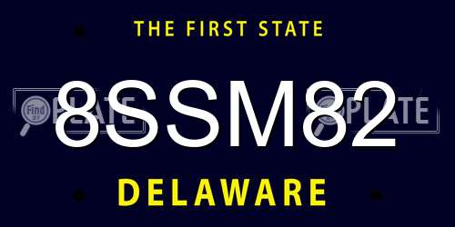 8SSM82 Delaware License Plate