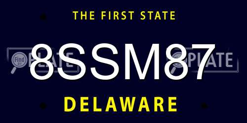 8SSM87 Delaware License Plate