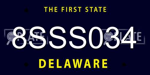 8SSS034 Delaware License Plate