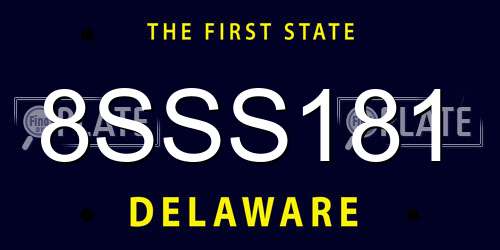 8SSS181 Delaware License Plate
