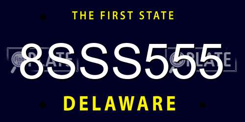8SSS555 Delaware License Plate