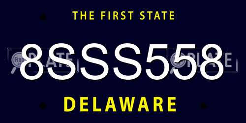 8SSS558 Delaware License Plate