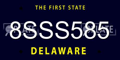8SSS585 Delaware License Plate