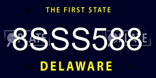 8SSS588 Delaware License Plate