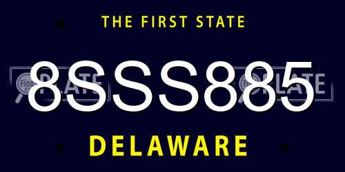 8SSS885 Delaware License Plate