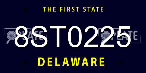 8ST0225 Delaware License Plate