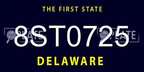 8ST0725 Delaware License Plate