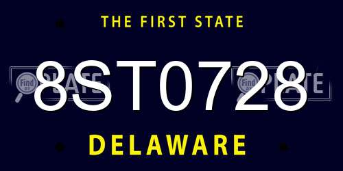 8ST0728 Delaware License Plate