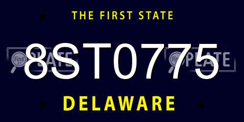 8ST0775 Delaware License Plate