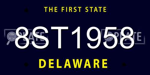 8ST1958 Delaware License Plate