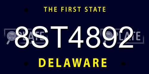 8ST4892 Delaware License Plate