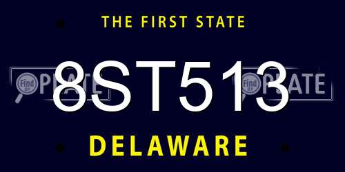8ST513 Delaware License Plate