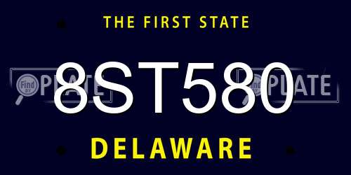 8ST580 Delaware License Plate