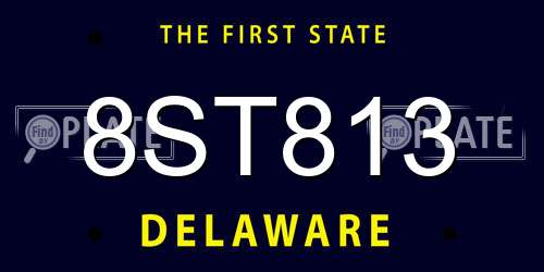8ST813 Delaware License Plate