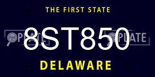 8ST850 Delaware License Plate