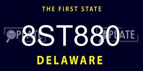 8ST880 Delaware License Plate