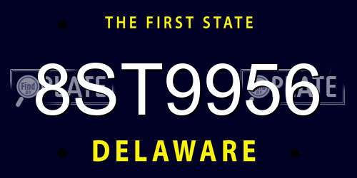 8ST9956 Delaware License Plate