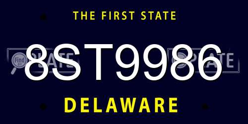 8ST9986 Delaware License Plate