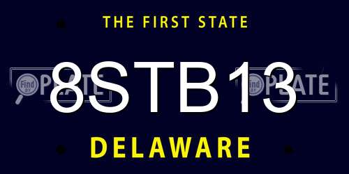 8STB13 Delaware License Plate