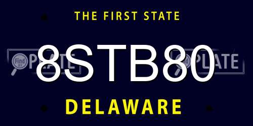 8STB80 Delaware License Plate