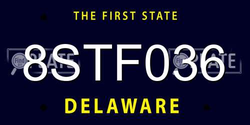 8STF036 Delaware License Plate