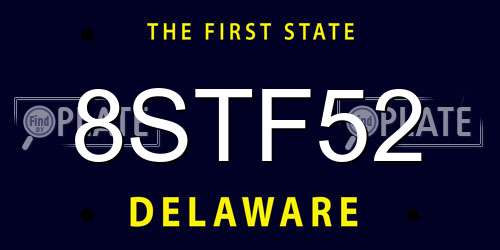 8STF52 Delaware License Plate