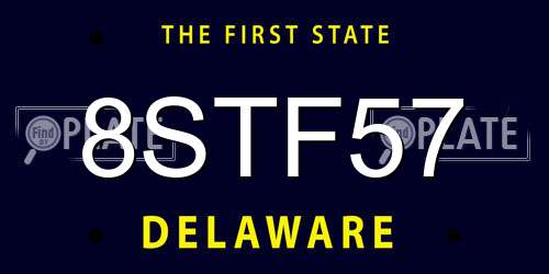 8STF57 Delaware License Plate