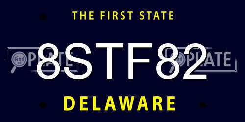 8STF82 Delaware License Plate