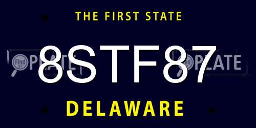 8STF87 Delaware License Plate